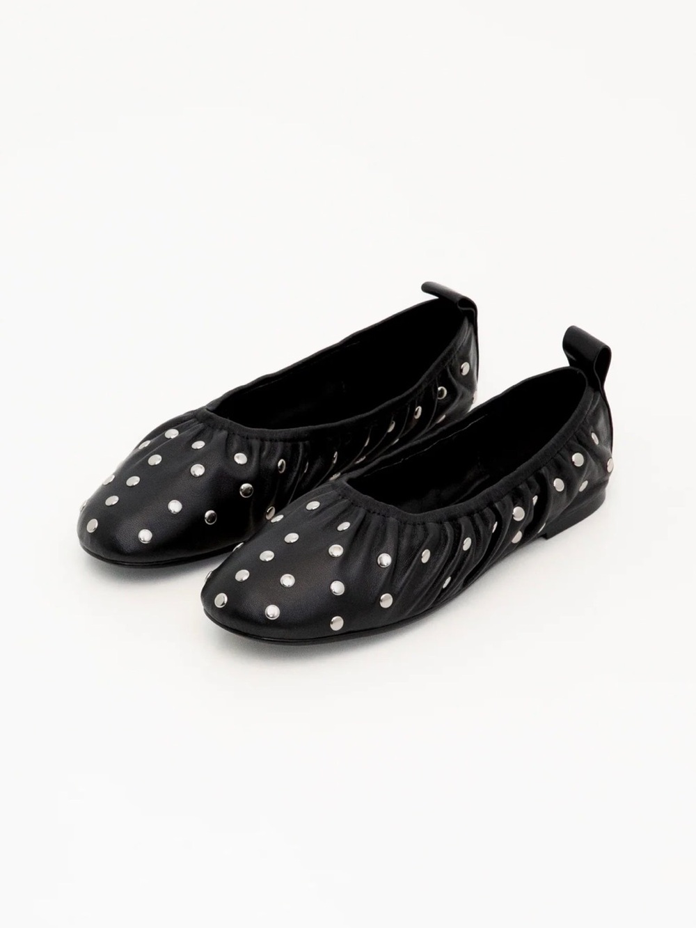 Black Studded Ballet Flats - Women